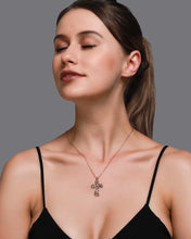 Laden Sie das Bild in den Galerie-Viewer, Halskette Damen Herren Kreuz Jesus Blume Rosegold Blume - McBiLL Jewelry - Halskette