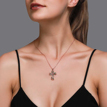 Laden Sie das Bild in den Galerie-Viewer, Halskette Damen Herren Kreuz Jesus Blume Rosegold Blume - McBiLL Jewelry - Halskette