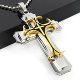 Neck chain with trailer cross men ladies Jesus gilded diamond gold silver