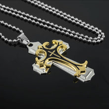 Load image into Gallery viewer, Halskette mit Anhänger Kreuz Herren Damen Jesus vergoldete Diamant Gold Silber - McBiLL Jewelry - Halskette