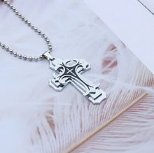 Load image into Gallery viewer, Halskette mit Anhänger Kreuz Herren Damen Jesus vergoldete Diamant Gold Silber - McBiLL Jewelry - Halskette