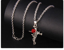 Laden Sie das Bild in den Galerie-Viewer, Retro Rose Kreuz Halskette | Edelstahl - McBiLL Jewelry - Halskette