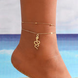 Snake shape foot chain women gold color